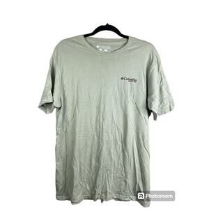 Columbia PFG Santa Claus Fishing Short Sleeve Light Green T-Shirt Size Large
